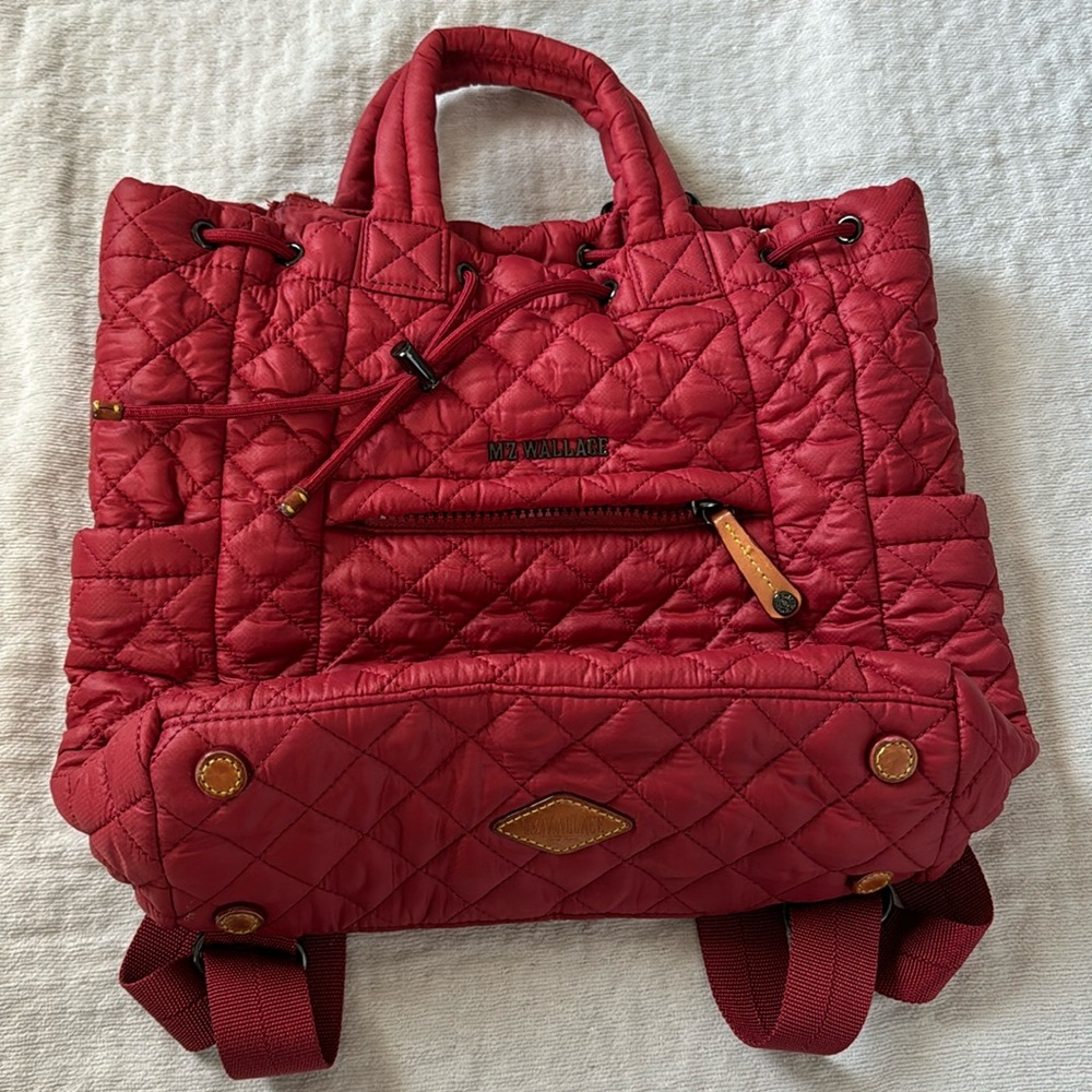MZ WALLACE Small Metro Convertible Tote
Backpack Red Dahlia